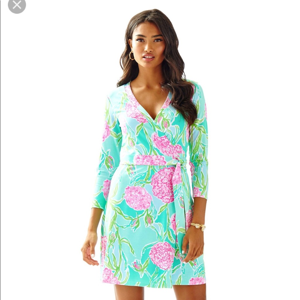 lilly pulitzer meridian wrap dress poolside XL NWT